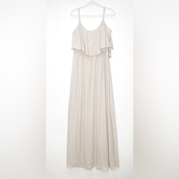 Show Me Your Mumu Caitlin Ruffle Maxi Dress Bone Neutral Bridesmaid Dress XXL - Picture 2 of 8